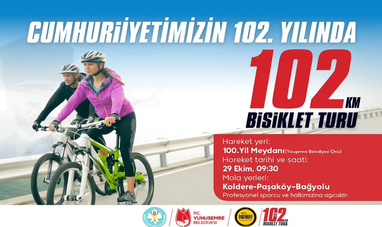 YUNUSEMRE’DEN CUMHURİYETİMİZİN 102. YILINDA 102 KM BİSİKLET TURU