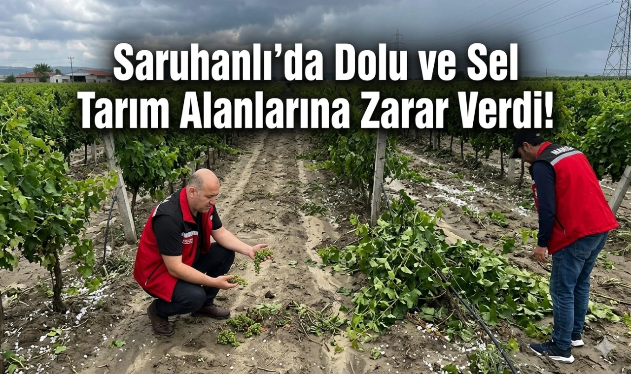 Saruhanlı’da Dolu ve Sel Tarım Alanlarına Zarar Verdi