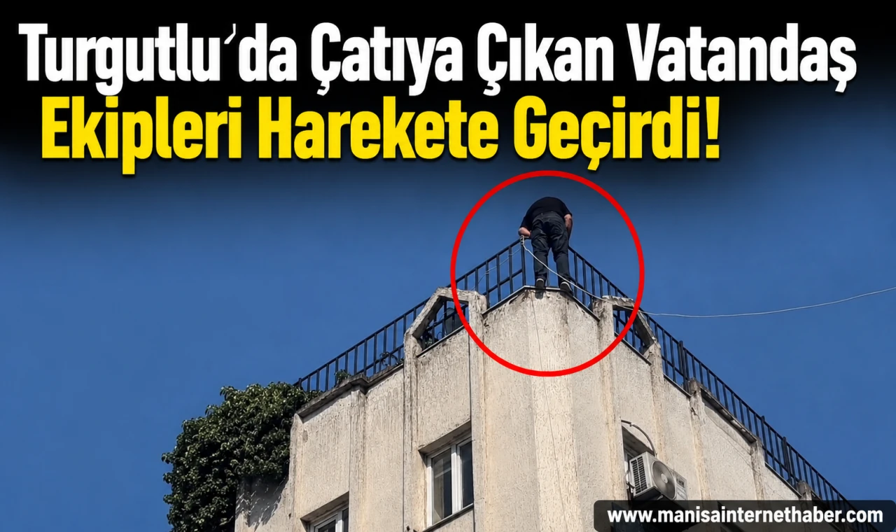 Turgutlu’da Çatıya Çıkan Vatandaşı Polis İkna Etmeye Çalışıyor