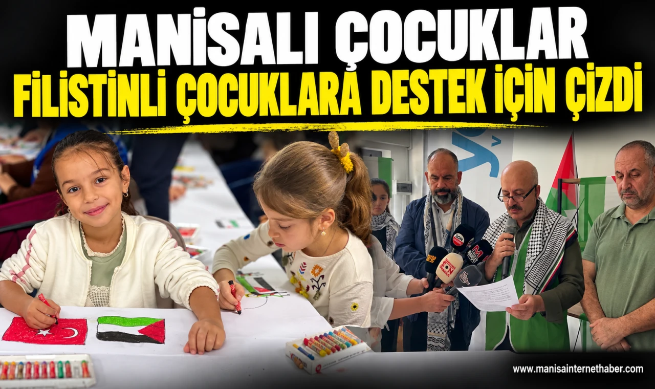 Manisalı çocuklar Filistinli çocuklara destek için çizdi