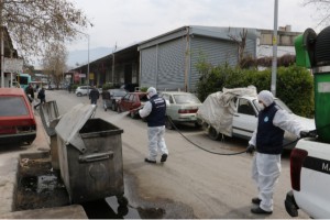 SANAYİ’DE KONTEYNERLERE DEZENFEKTE