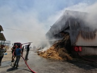 150 TON SAMAN YANGINDA KÜL OLDU