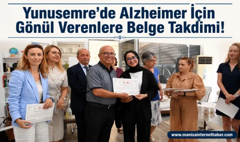 Alzheimer Hastalarının Yaşamına Dokunan Ekibe Teşekkür Belgesi